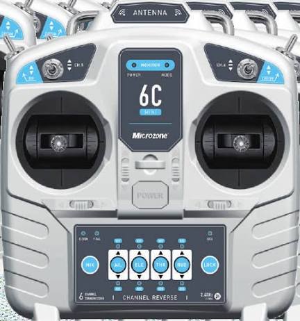 MicroZone MC6C Mini V2 2.4G 6CH RC Transmitter and Receiver Radio System | 6-Channel 2.4GHz FHSS Remote Controller for RC Airplanes, Drones, FPV Racers, Cars, and Boats