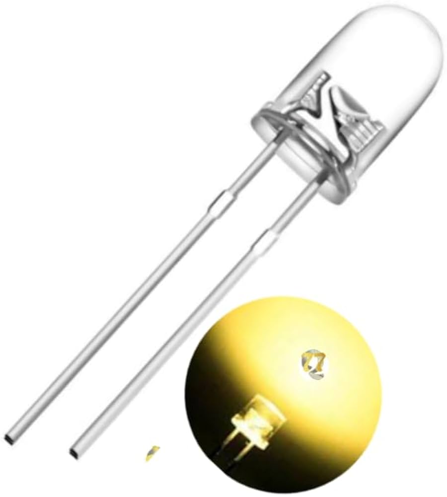 5mm Warm White LED Diodes (10-Piece Pack) | Bright Round Top Emitting Component Kit